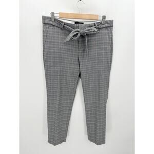 Banana Republic Gray Avery Glen Plaid Tie Waist Tailored Ankle Pant Women Size 8